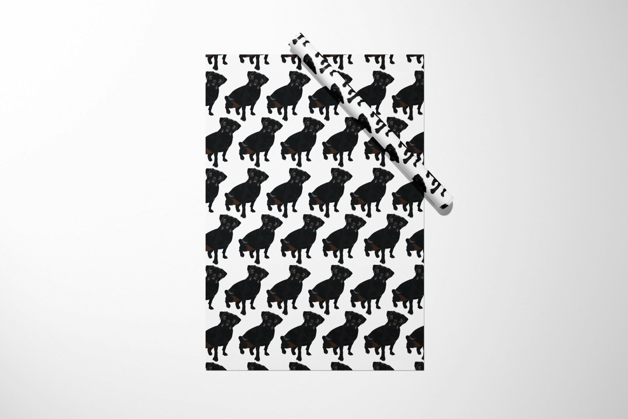 A black and white towel with a stylish pattern.Product Name: Black Pug Dog Wrapping Paper || Christmas Wrapping Paper Birthday Bridal Baby Shower Wedding Gift Unique For Her Him Girl Boy 03-016-547
