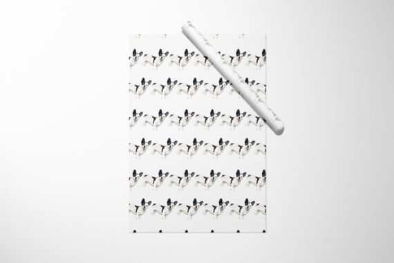 A French Bulldog Wrapping Paper with a black and white French Bulldog pattern.