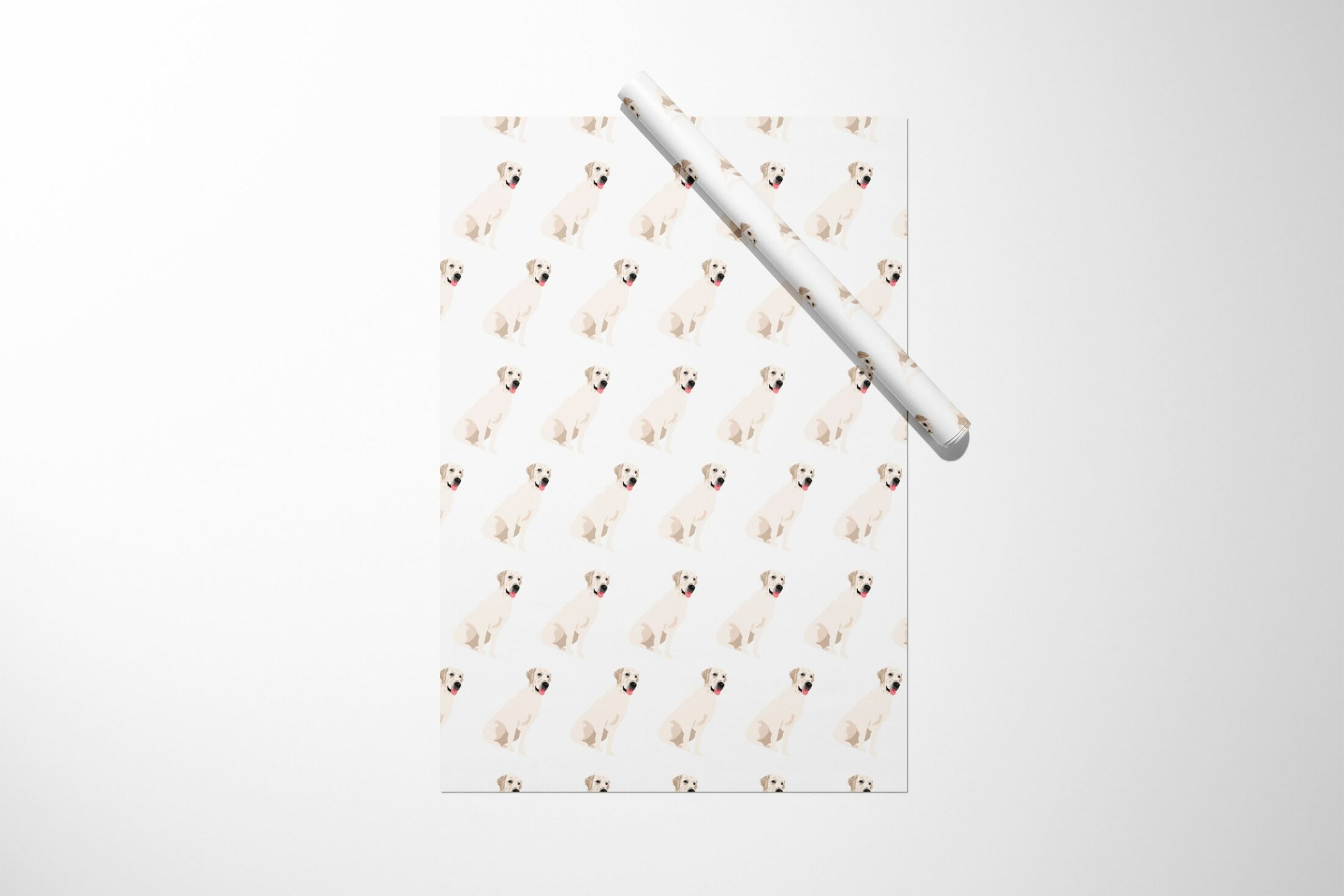 A Christmas wrapping paper with a Retriever Dog Wrapping Paper on it.