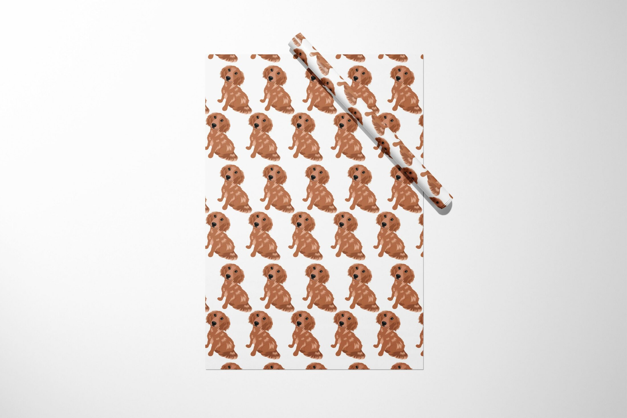 A Brown Dog Wrapping Paper on a white background, ideal for gift wrapping paper.
