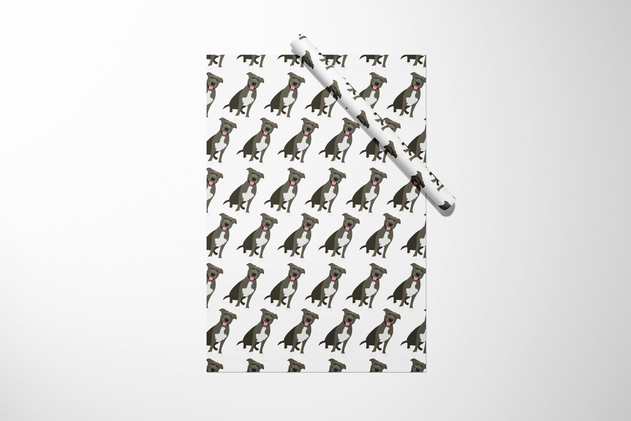A wrapping paper with a Pitbull Terrier Wrapping Paper on it.
