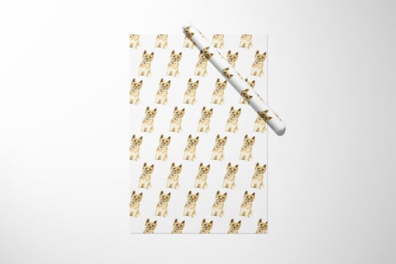 A Christmas wrapping paper with a golden Cairn Terrier dog on it.Product Name: Christmas Wrapping Paper Birthday Bridal Baby Shower Wedding Gift Unique For Her Him Girl Boy 03-016-608