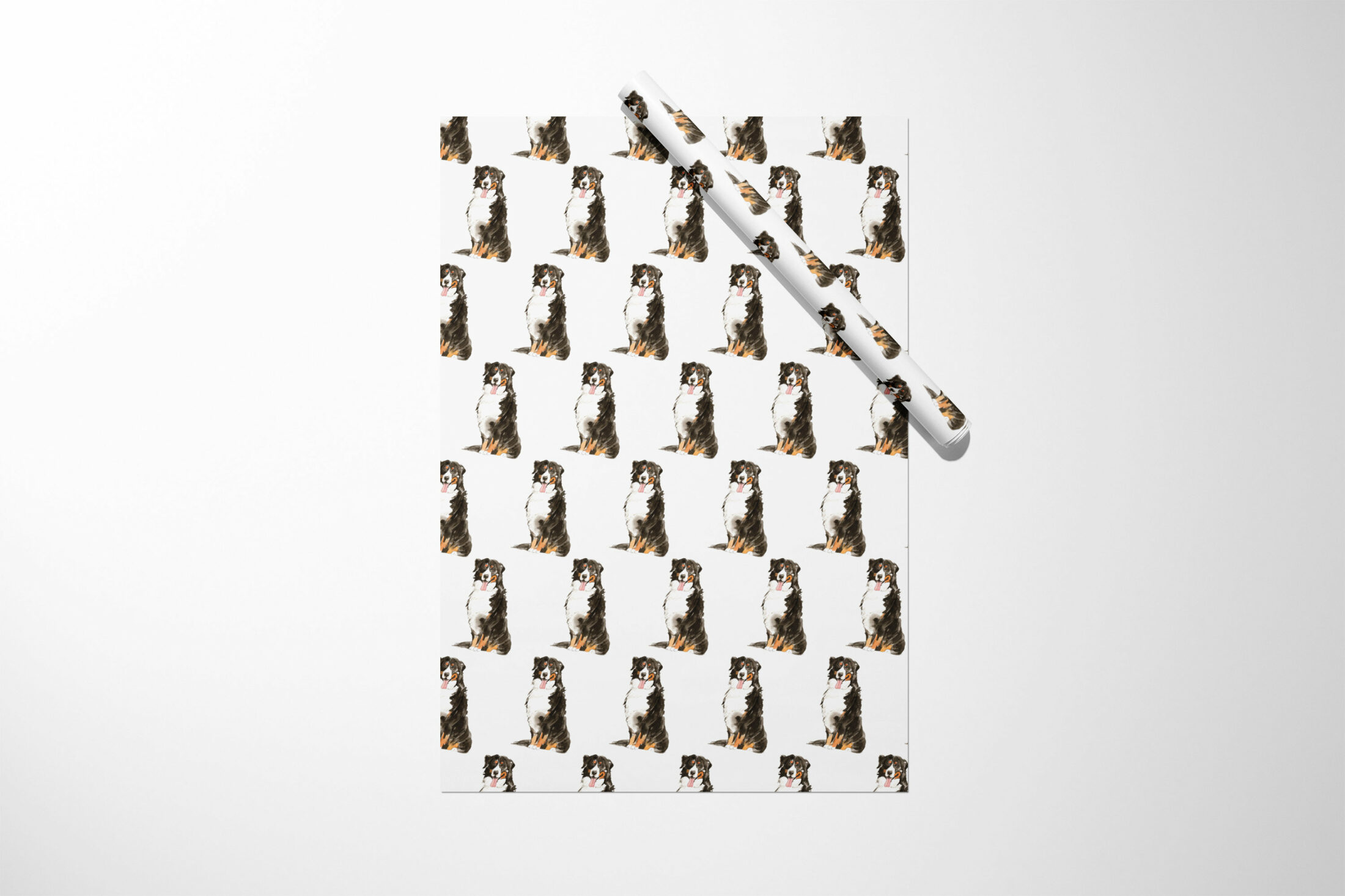 A Bernese Mountain Dog Wrapping Paper on Christmas.