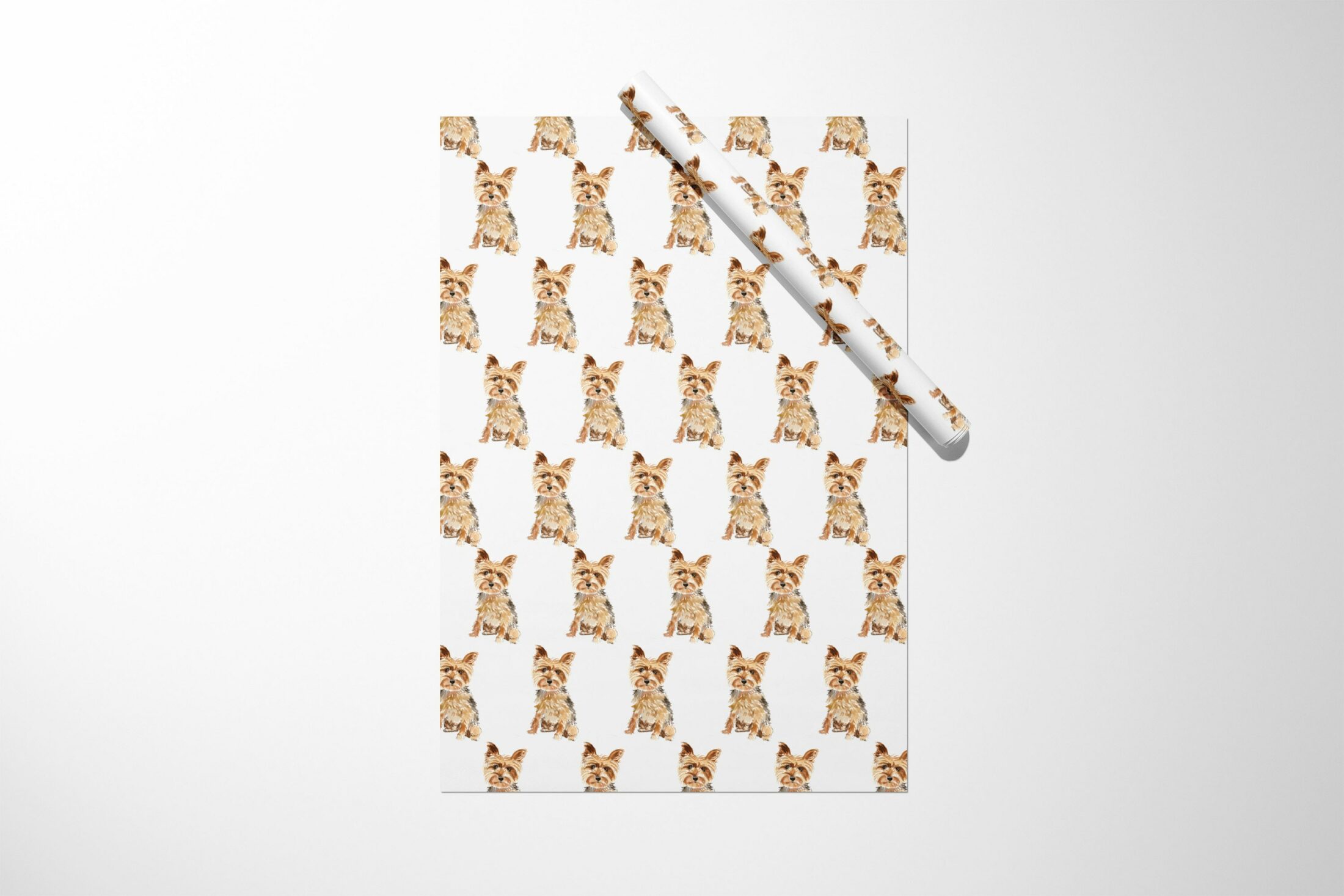 Christmas wrapping paper featuring Yorkshire Terrier Dog Wrapping Paper.
