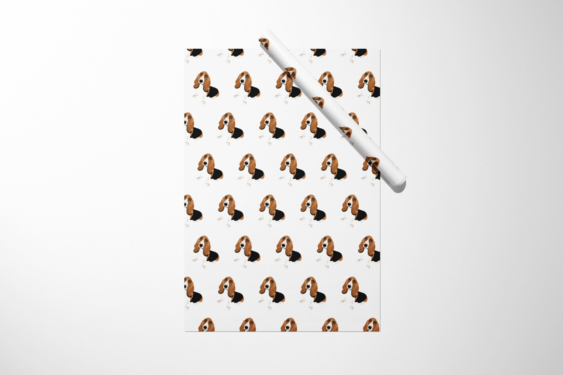 Basset Hound Christmas Wrapping Paper featuring a festive design perfect for any gift.
