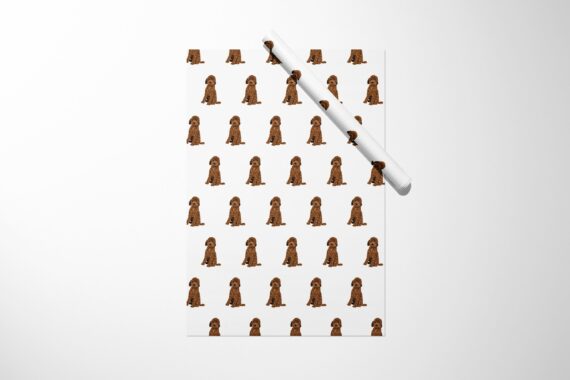 Labradoodle Dog Wrapping Paper on a white background.
