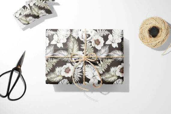 A gift wrap with a Floral Wrapping Paper pattern.