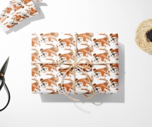 Bulldog Wrapping Paper with foxes on it.