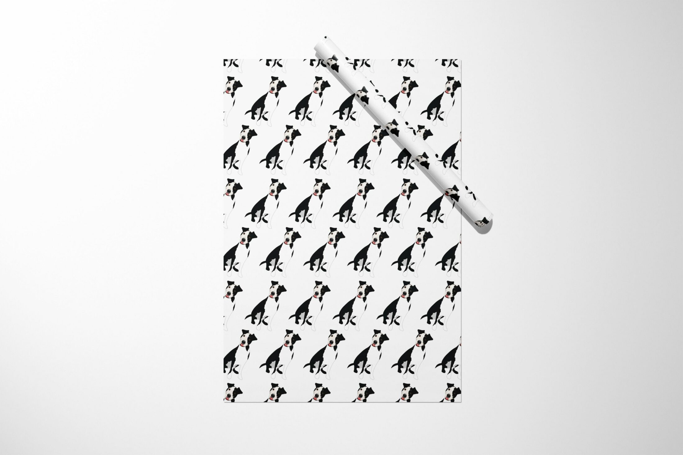 Pitbull Terrier Wrapping Paper with giraffes on it.