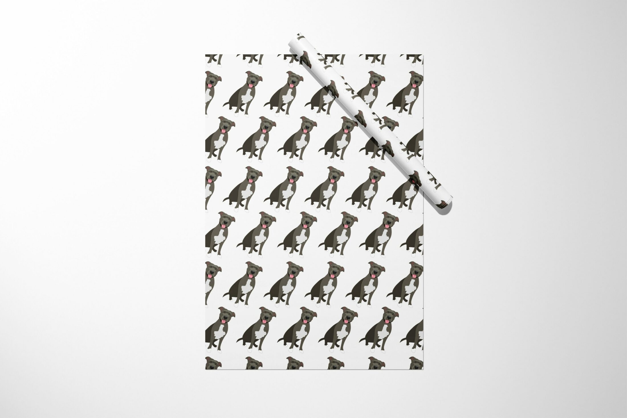 A Gray Pitbull-themed wrapping paper.