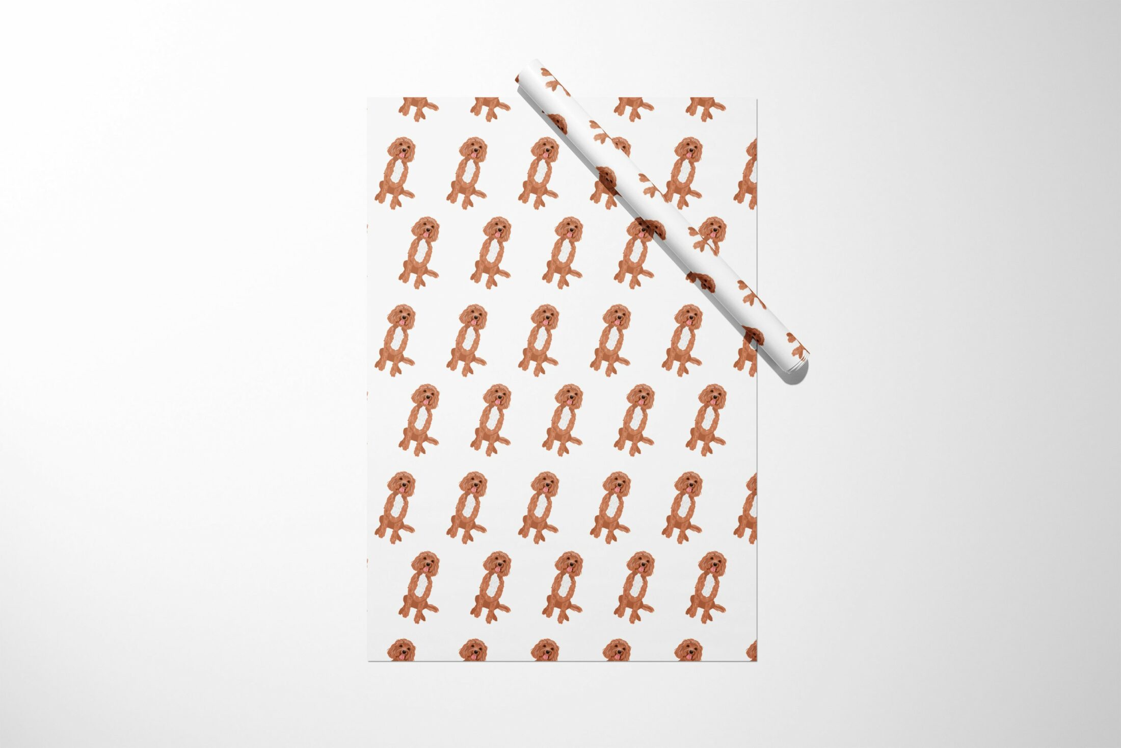 A gift wrap with a Cockapoo Dog Wrapping Paper design, perfect for Christmas presents.