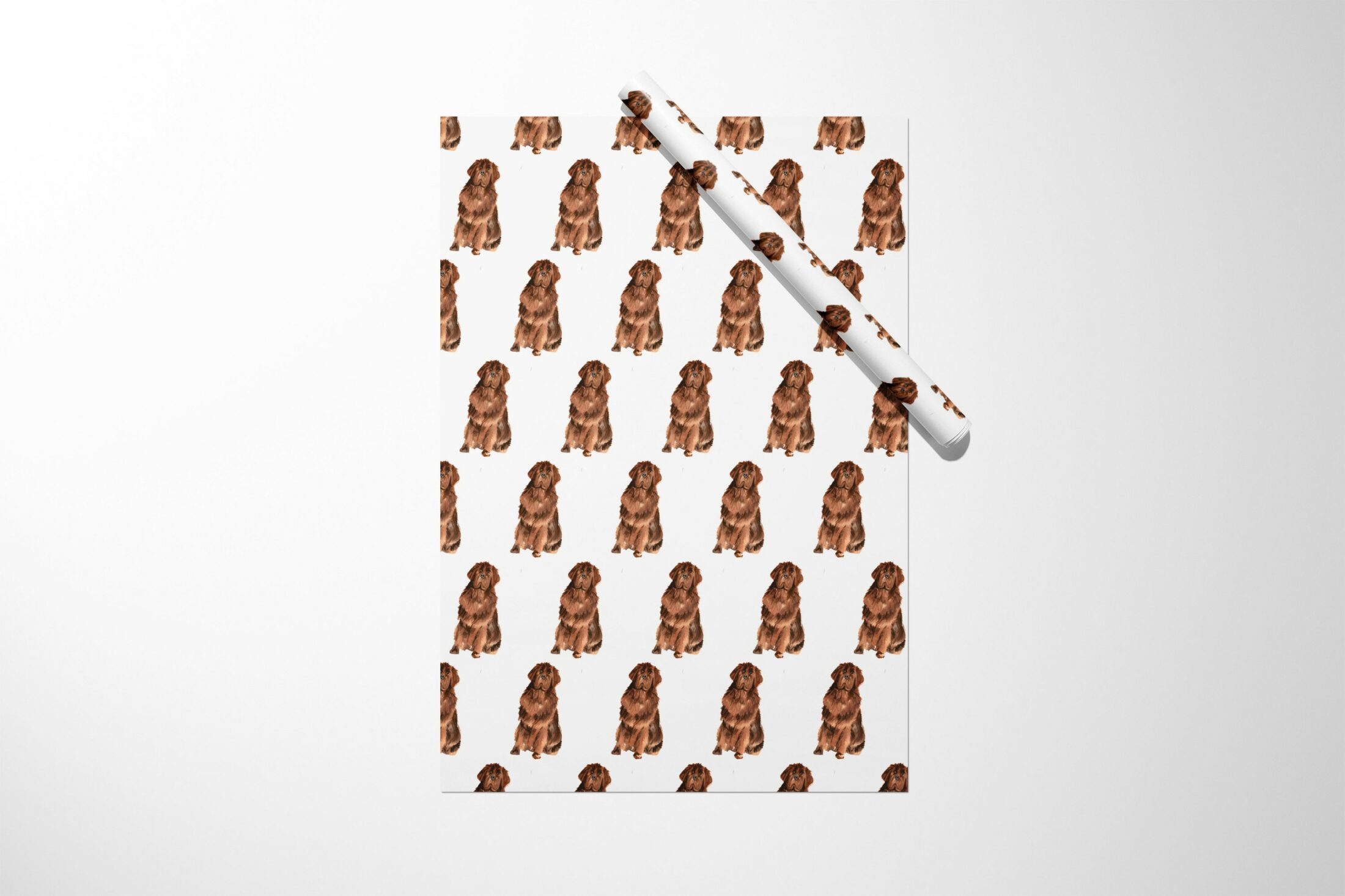 A Newfoundland Dog Wrapping Paper on a white background, perfect for wrapping gifts.