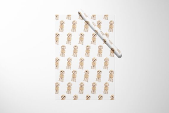 A Christmas gift wrap featuring Goldendoodle Dog Wrapping Paper || Christmas Wrapping Paper Birthday Bridal Baby Shower Wedding Gift Unique For Her Him Girl Boy 03-016-613.