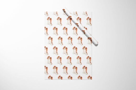 Unique Cavalier King Charles Spaniel Wrapping Paper featuring a Cavalier King Charles Spaniel.