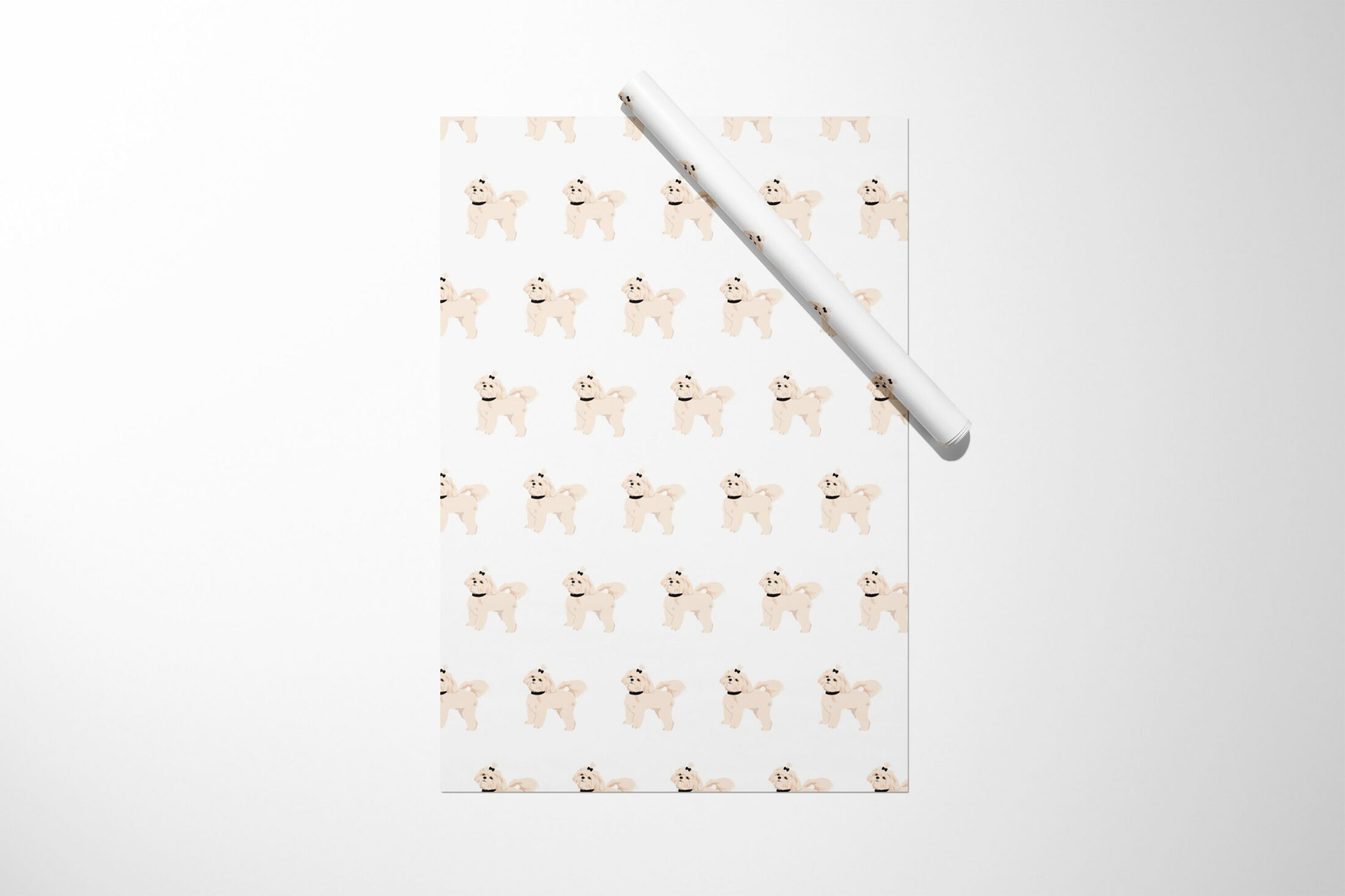 A Maltese Wrapping Paper with a unique pen on it.