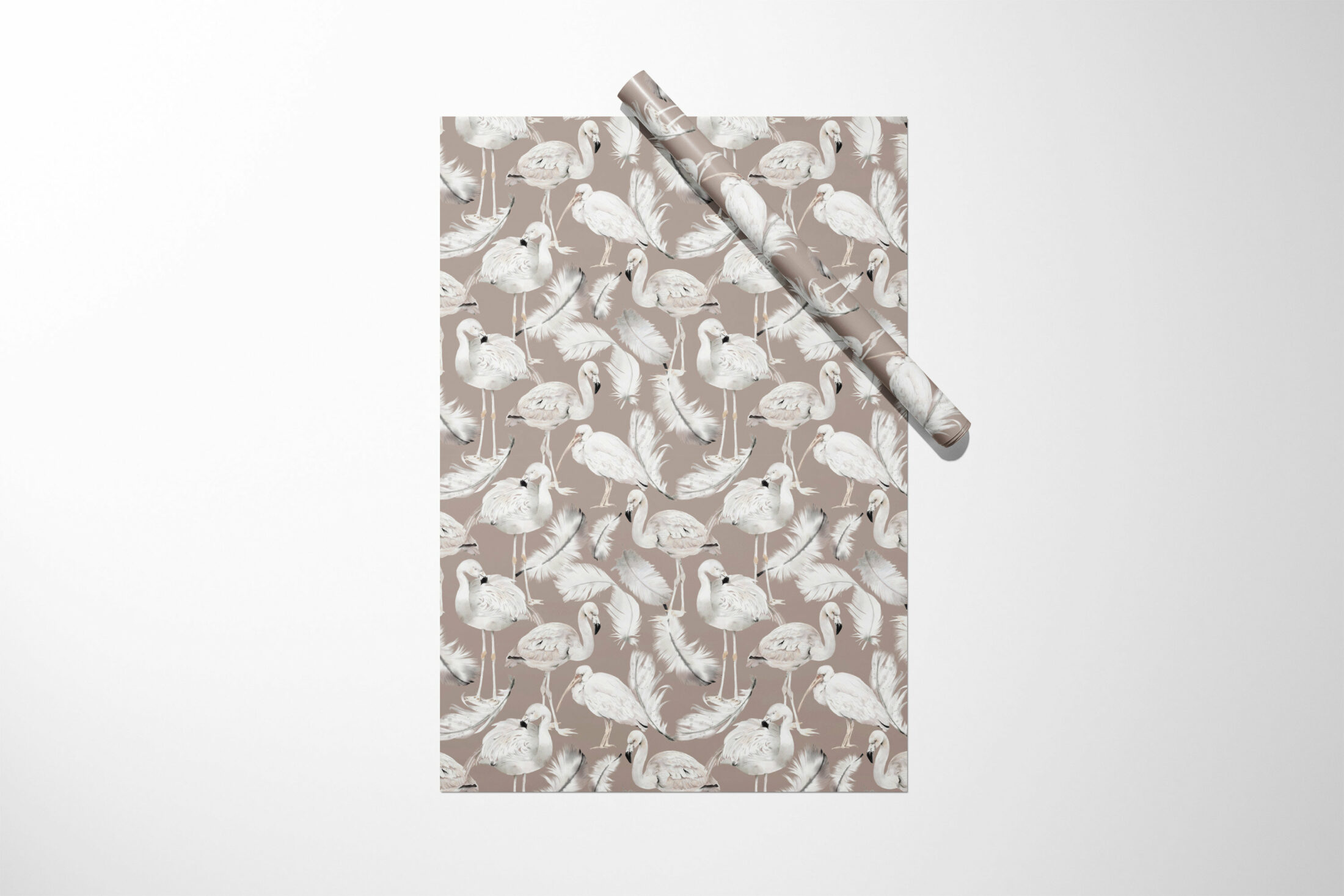 A unique Birds Wrapping Paper with a brown and white design.